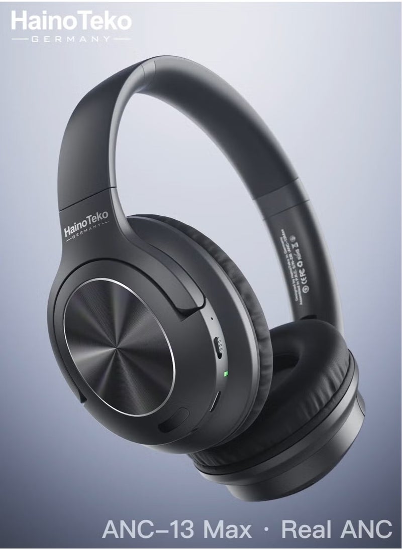 Haino Teko - ANC-13 Max Wireless Bluetooth Headphones with Real Active Noise Cancellation, High-Resolution Audio, Multi-Functional Button Control, Comfortable & Stylish Design – Black - Image 1
