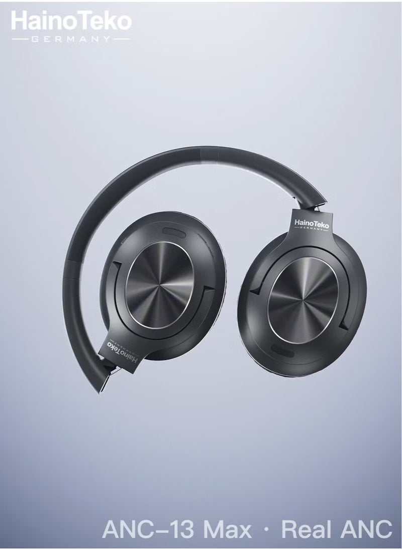 Haino Teko - ANC-13 Max Wireless Bluetooth Headphones with Real Active Noise Cancellation, High-Resolution Audio, Multi-Functional Button Control, Comfortable & Stylish Design – Black - Image 1