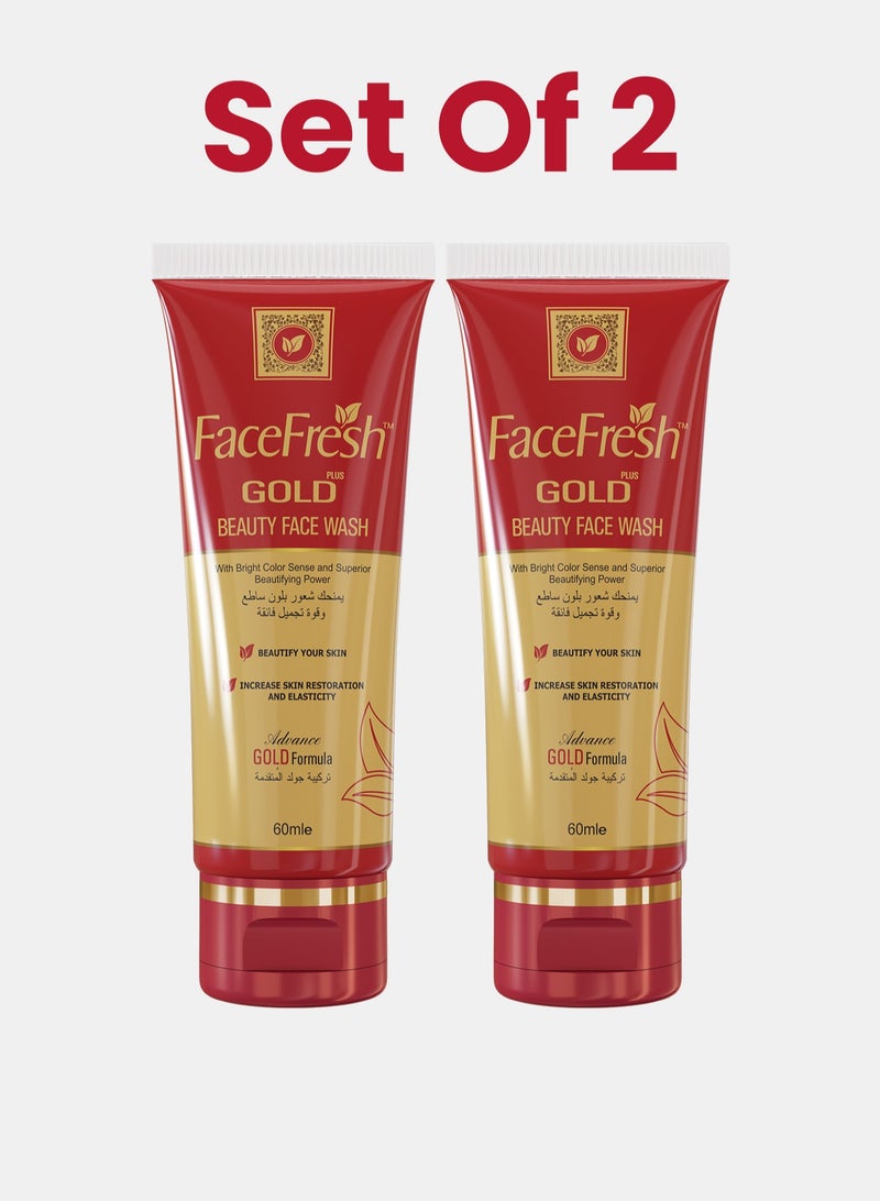 Face Fresh Set of 2 Gold Plus Beauty Face Wash - Helps Unclog Pores and Prevents Acne Breakouts, Face Wash for All Skin Types 60ml - Image 1
