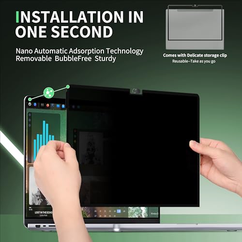 Mao Yeye Privacy Screen for MacBook Pro 14 Inch M1/M2/M3/M4/M5(2021-2025)--A3434 A2918 A2992 A2442 A2779,Anti Blue Light Glare Filter Removable Computer Protector, Monitor Shield Laptop Film With Camera Cover - Image 3