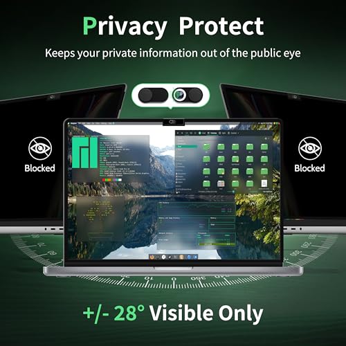 Mao Yeye Privacy Screen for MacBook Pro 14 Inch M1/M2/M3/M4/M5(2021-2025)--A3434 A2918 A2992 A2442 A2779,Anti Blue Light Glare Filter Removable Computer Protector, Monitor Shield Laptop Film With Camera Cover - Image 2