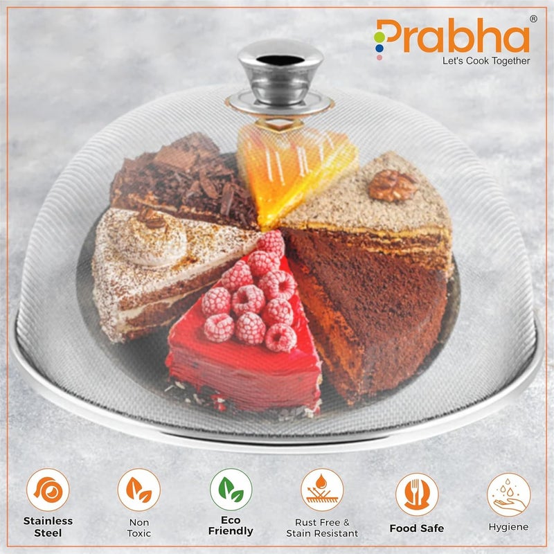 Prabha غطاء طبق من الفولاذ المقاوم للصدأ من برابها | حافظ على طعامك طازجًا وأنيقًا | مثالي للمنزل والمطبخ، يغطي طاولات الطعام من الذباب والبعوض والحشرات، الفواكه، الكعك، الخضار، الأرز. (31 سم) - Image 4