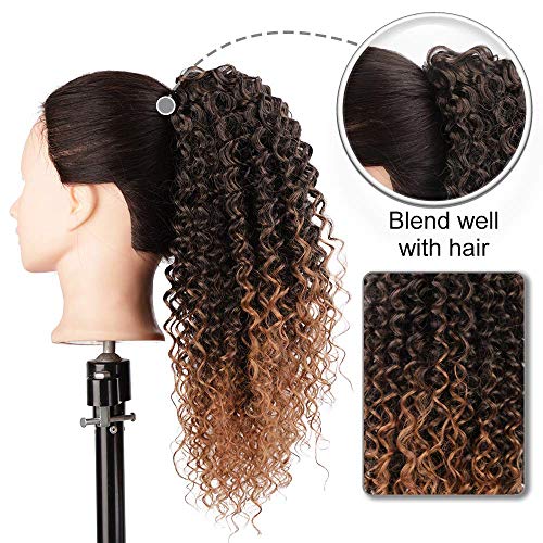Vigorous Ponytail Extension 14Inch Drawstring Ponytail for Black Women Short Fluffy Afro Kinky Curly Pony Tails Hair Extensions (1B/30#) - Image 4
