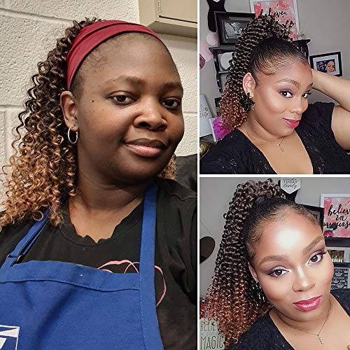 Vigorous Ponytail Extension 14Inch Drawstring Ponytail for Black Women Short Fluffy Afro Kinky Curly Pony Tails Hair Extensions (1B/30#) - Image 3
