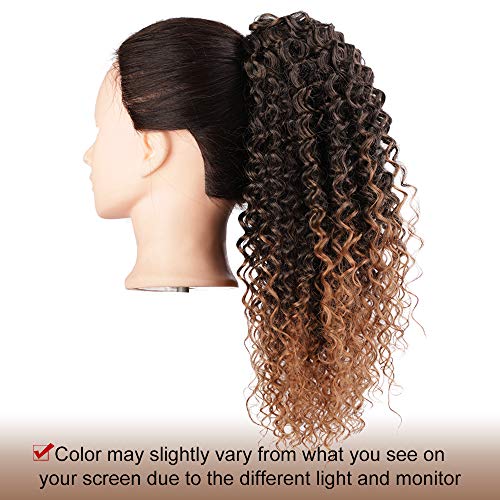 Vigorous Ponytail Extension 14Inch Drawstring Ponytail for Black Women Short Fluffy Afro Kinky Curly Pony Tails Hair Extensions (1B/30#) - Image 2