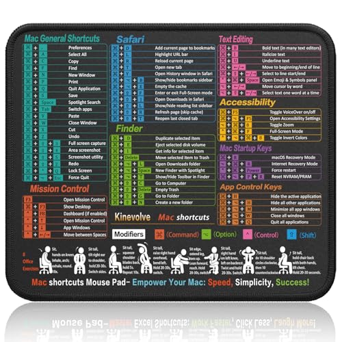 Kinevolve Mouse Pad for macOS Shortcuts – Small mac Cheat Sheet Desk Pad – 11.8"x9.8" Portable Computer Mousepad – Gaming, Office, Waterproof, Non-Slip, Stitched Edges - Image 1