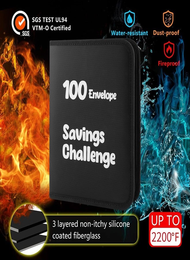 JUNDUN 100 Envelopes Money Saving Challenge，Fireproof Savings Challenges Book with Envelopes,Saving Challenge Binder with Zipper,Easy and Fun Way to Save $5,050 - Image 2