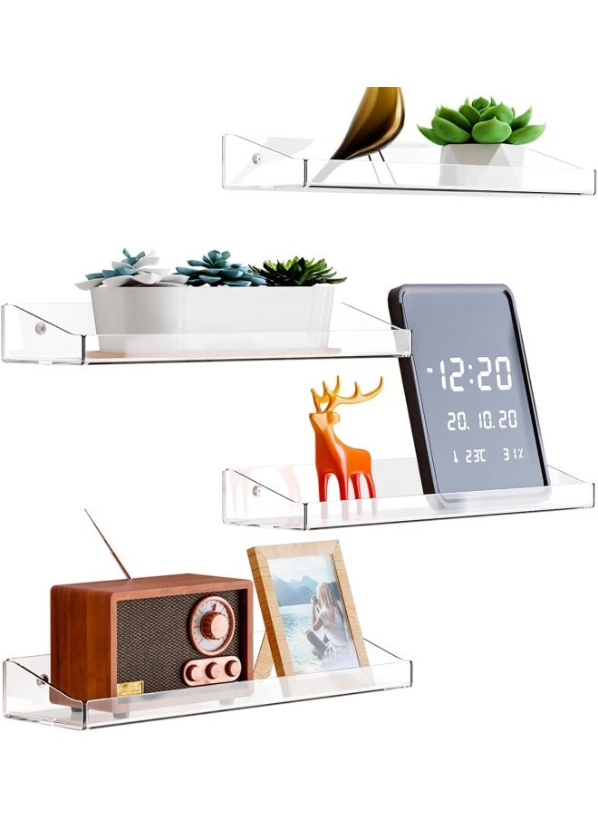 Horoof Home Horoof Home® 8-Pack Clear Acrylic Floating Shelves, 37.5x10.5x5 cm, Wall-Mounted Display Shelf for Bedroom, Bathroom, Living Room & Office  - Image 1