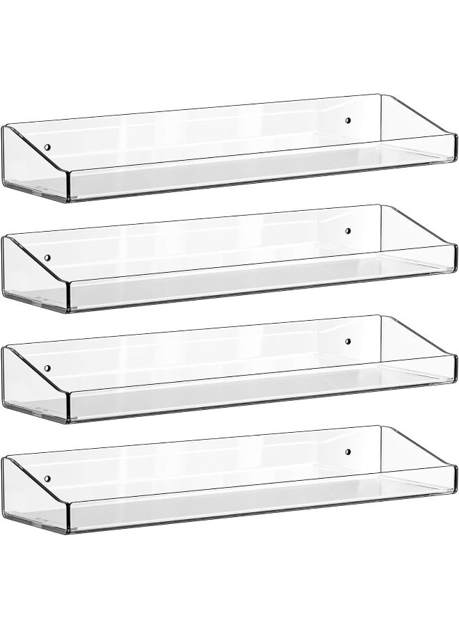Horoof Home Horoof Home® 8-Pack Clear Acrylic Floating Shelves, 37.5x10.5x5 cm, Wall-Mounted Display Shelf for Bedroom, Bathroom, Living Room & Office  - Image 5
