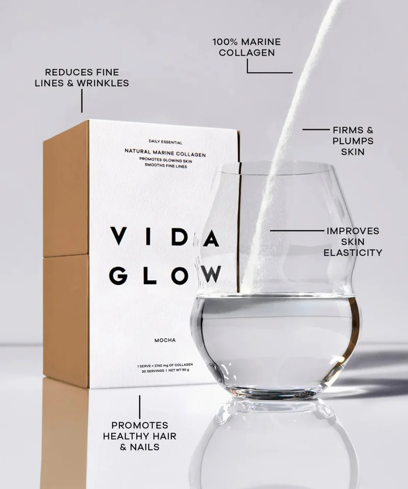 Vida GLOW Natural Marine Collagen Sachets Mocha