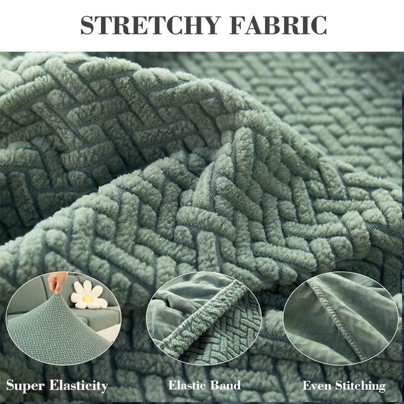 Disayu Sofa Covers Couch Covers for Sofa Pet Friendly Couch Cushion Covers Universal Sofa Covers Washable Stretch Slipcovers for Sectional Sofa (Texture Green,Large Single Seat Cover) - Image 5