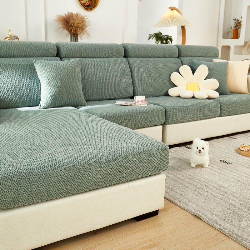 Disayu Sofa Covers Couch Covers for Sofa Pet Friendly Couch Cushion Covers Universal Sofa Covers Washable Stretch Slipcovers for Sectional Sofa (Texture Green,Large Single Seat Cover) - Image 1