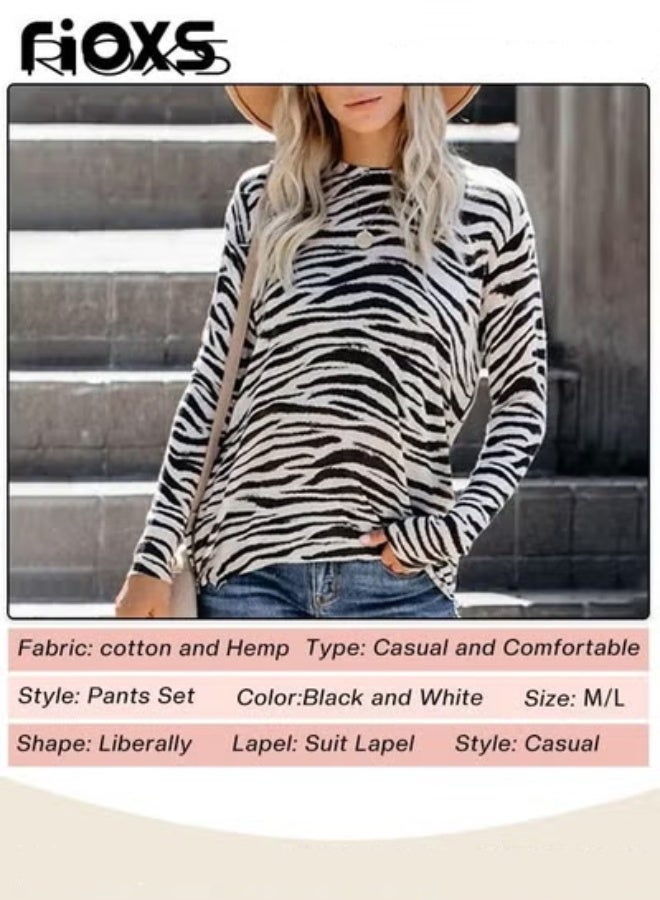 RIOXS Women's Long Sleeve Basic Shirts with Zebra Stripes, Comfortable Skin-friendly Slim Fitted Underscrub, Soft Stretchy Zebra Print Tops, Round-neck Pullover for Ladies, Classic Simple Spring Fall Undershirt with Fitted Silhouette, for  Daily, Work, Going Out, Holiday, Vacation, Leisure and More - Image 5