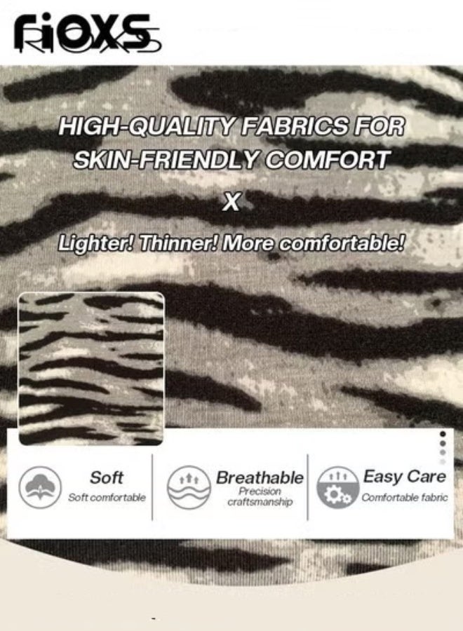 RIOXS Women's Long Sleeve Basic Shirts with Zebra Stripes, Comfortable Skin-friendly Slim Fitted Underscrub, Soft Stretchy Zebra Print Tops, Round-neck Pullover for Ladies, Classic Simple Spring Fall Undershirt with Fitted Silhouette, for  Daily, Work, Going Out, Holiday, Vacation, Leisure and More - Image 4