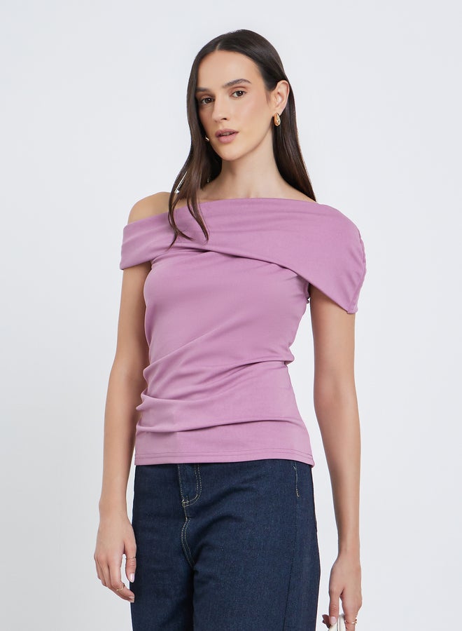 Styli Off Shoulder Plain Knit Top - Image 1
