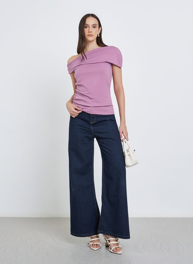 Styli Off Shoulder Plain Knit Top - Image 2
