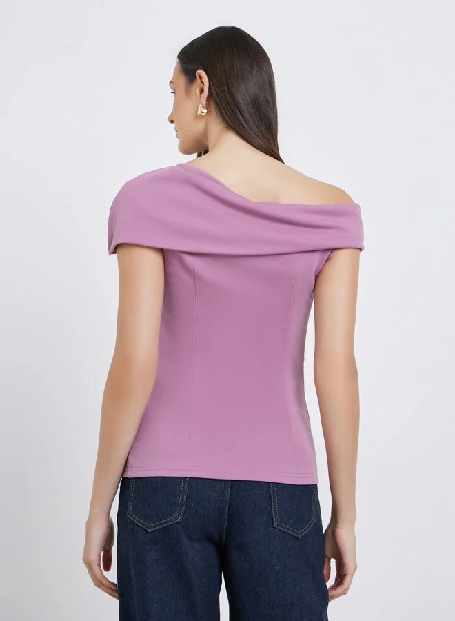 Styli Styli Off Shoulder Plain Knit Top