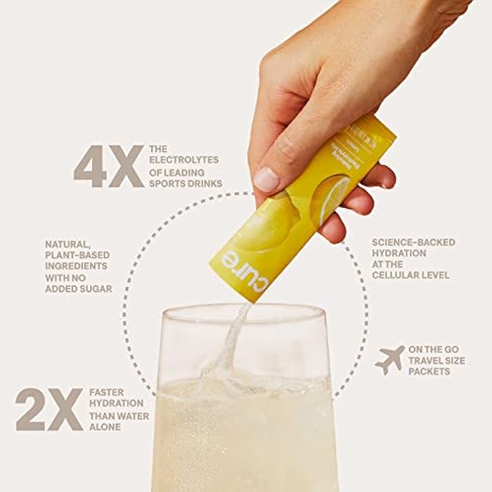 Cure Hydration | Plant-Based Electrolyte Drink Mix | No Added Sugar | FSA-HSA | Dehydration Relief Powder Made with Coconut Water | Non-GMO | Vegan | Pouch of 14 Packets - Ginger Turmeric - Image 3