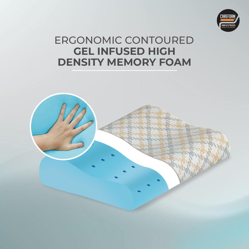 CareFoam وسائد فوم الذاكرة الجل البارد من كير فوم | وسادة عنق لتخفيف آلام الرقبة والكتف - وسادة سرير للنوم، دعم مريح، وسادة بغطاء قابل للغسل (مقاس قياسي (عبوة من 2)) - Image 2