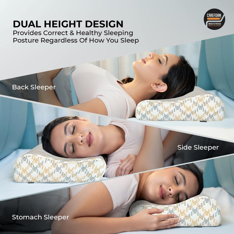 CareFoam وسائد فوم الذاكرة الجل البارد من كير فوم | وسادة عنق لتخفيف آلام الرقبة والكتف - وسادة سرير للنوم، دعم مريح، وسادة بغطاء قابل للغسل (مقاس قياسي (عبوة من 2)) - Image 4