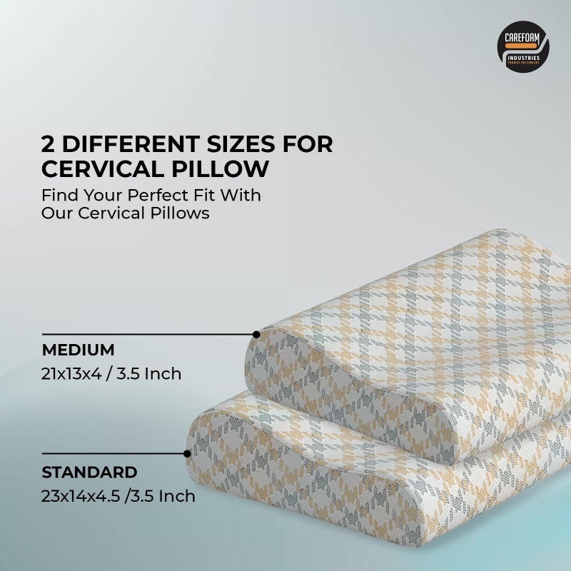 CareFoam وسائد فوم الذاكرة الجل البارد من كير فوم | وسادة عنق لتخفيف آلام الرقبة والكتف - وسادة سرير للنوم، دعم مريح، وسادة بغطاء قابل للغسل (مقاس قياسي (عبوة من 2)) - Image 3