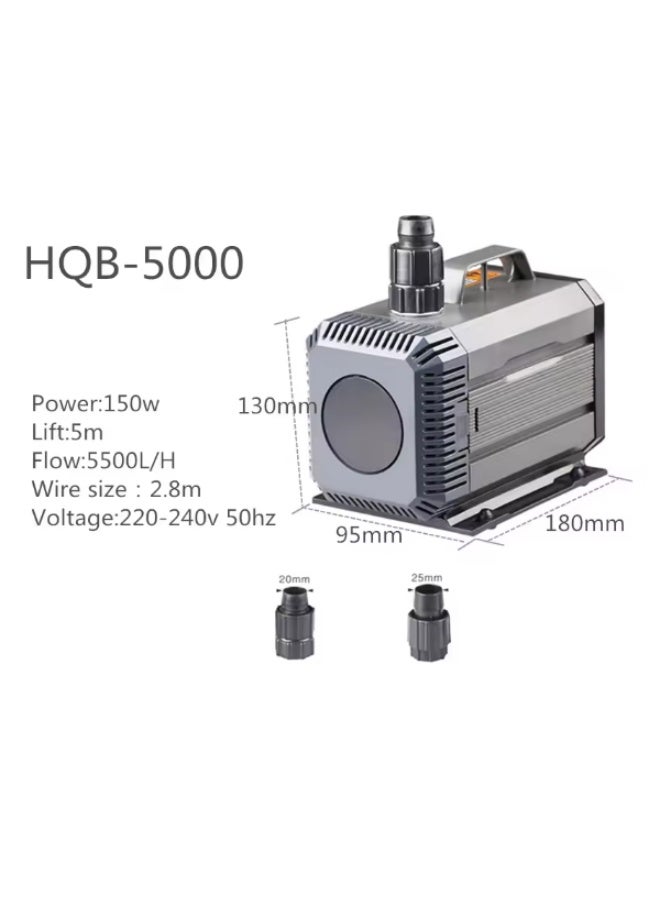 سان سان مضخة غاطسة HQB 5000/5500 لتر/ساعة، 150 واط، ارتفاع ضخ المياه 5 أمتار، مضخة تصريف لأحواض السمك والبرك ونافورات الحدائق ومضخات غاطسة لأحواض السمك - Image 1