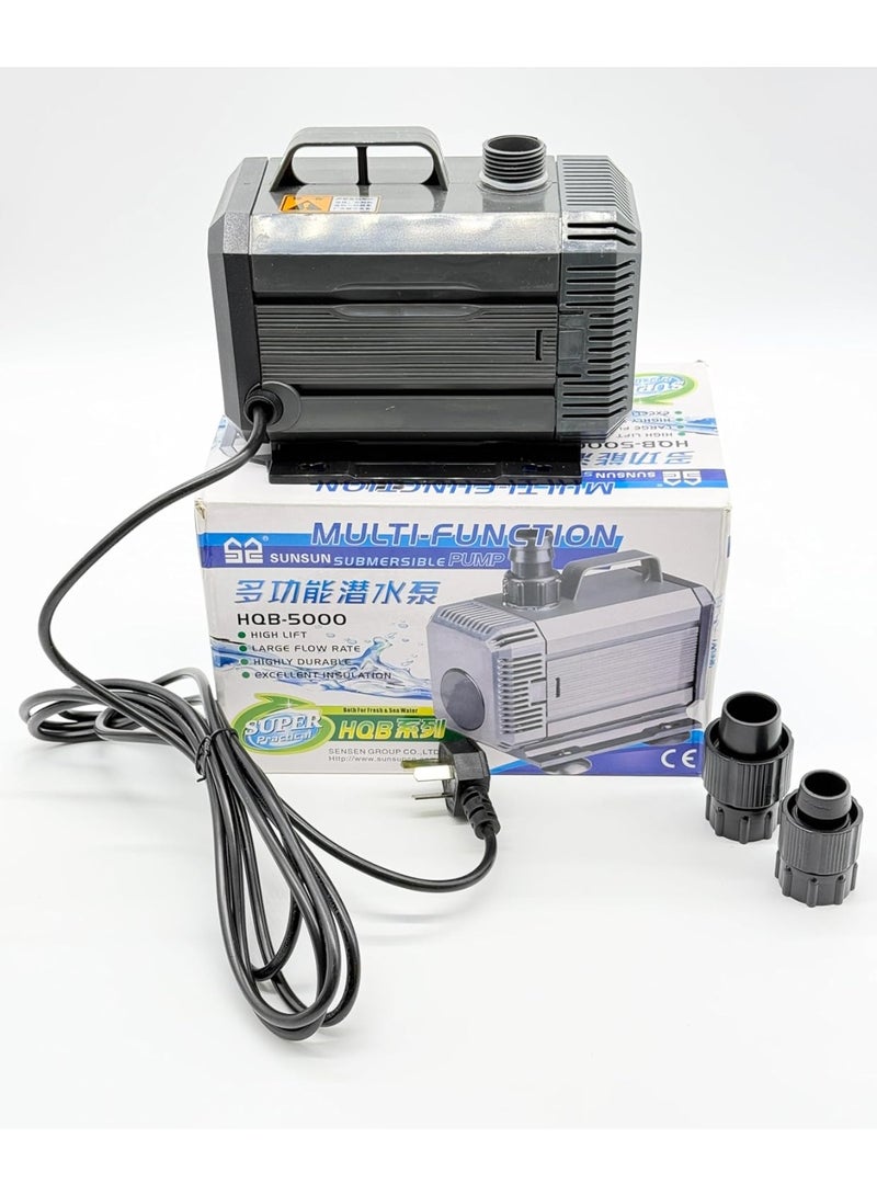 سان سان مضخة غاطسة HQB 5000/5500 لتر/ساعة، 150 واط، ارتفاع ضخ المياه 5 أمتار، مضخة تصريف لأحواض السمك والبرك ونافورات الحدائق ومضخات غاطسة لأحواض السمك - Image 2