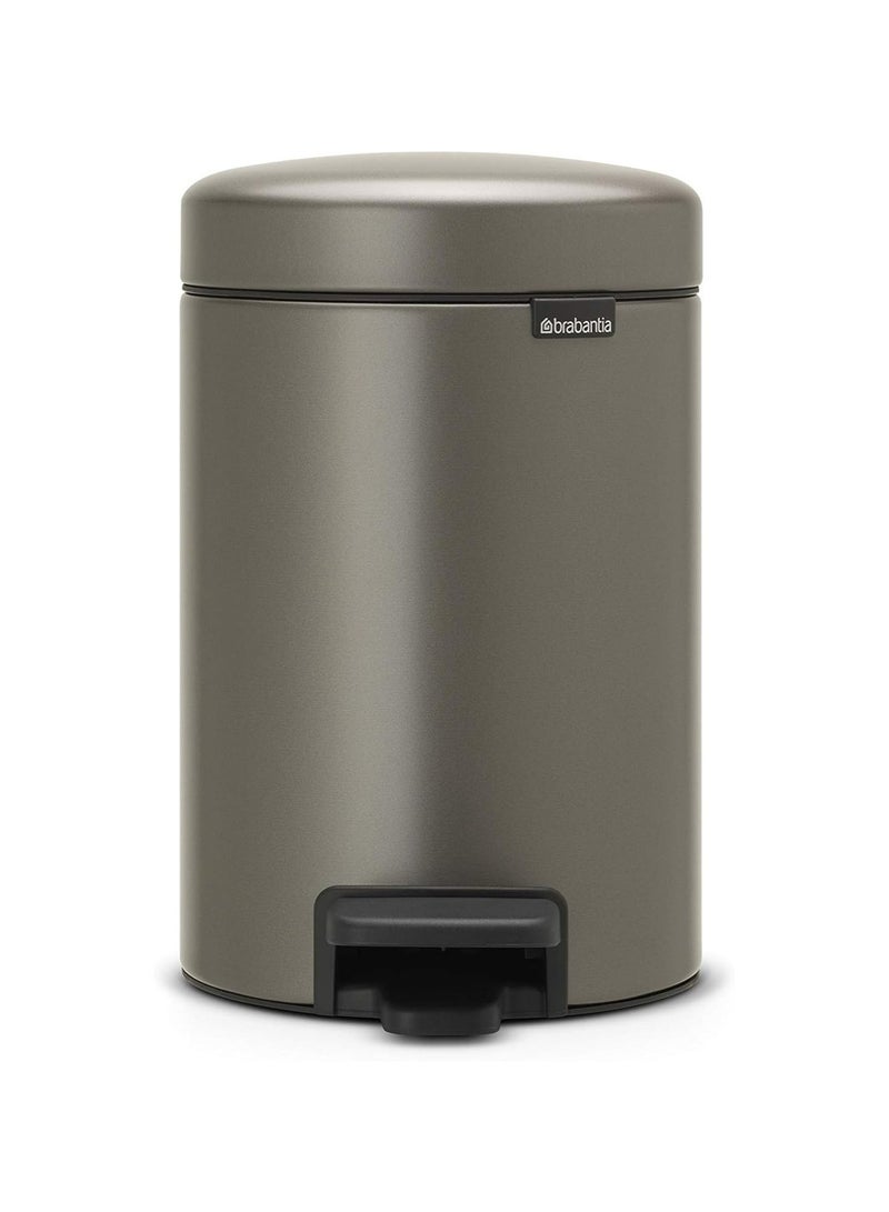 Brabantia 113246 NewIcon Pedal Bin with Plastic Inner Bucket, 3 Litre, Platinum - Image 1