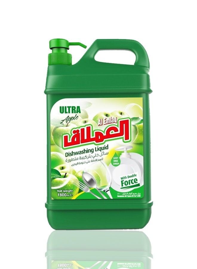 سائل غسيل الأطباق من الإملاك برائحة التفاح الأخضر الفائق مع قوة مضاعفة - 1800 مل