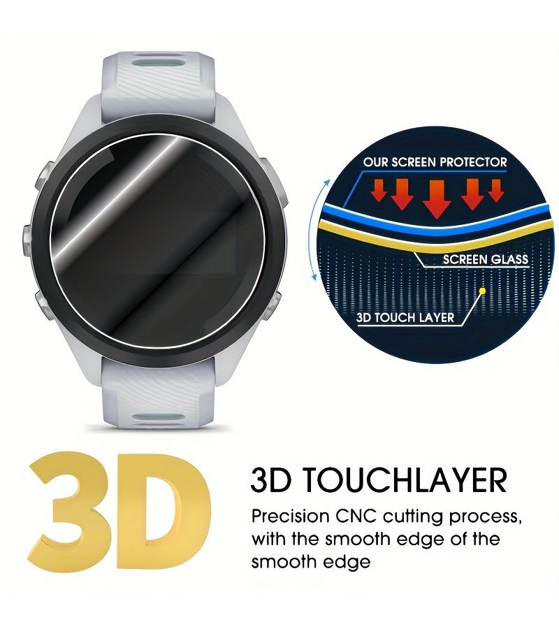 3 قطع واقي الشاشة الزجاجي المقسّى لـ Garmin Forerunner 245 245 Music مقاوم للخدش - Image 5
