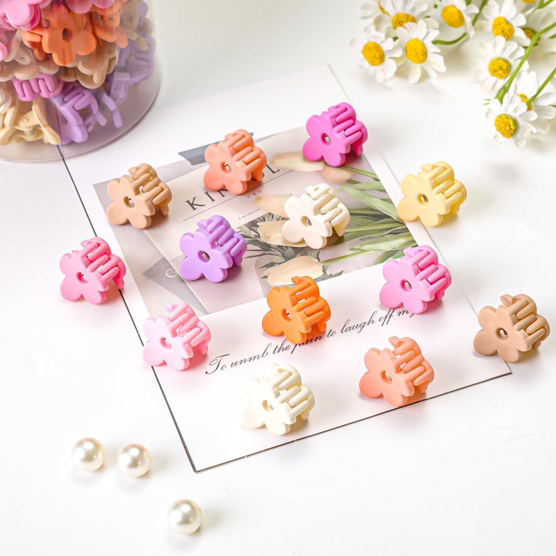 JANFUN Small Flower Hair Clips 100PCS, Mini Hair Clips Baby Claw Clips Cute Jaw Clips Hair Pins Hair Barrettes Toddler Hair Accessories for Women Girls Kids Teens Pink Colors - Image 3
