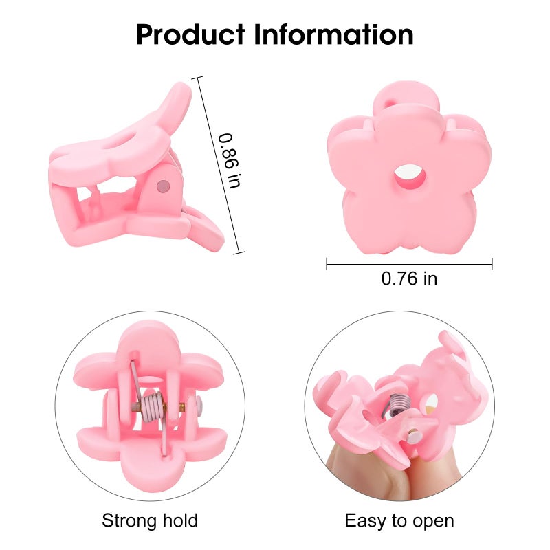 JANFUN Small Flower Hair Clips 100PCS, Mini Hair Clips Baby Claw Clips Cute Jaw Clips Hair Pins Hair Barrettes Toddler Hair Accessories for Women Girls Kids Teens Pink Colors - Image 2