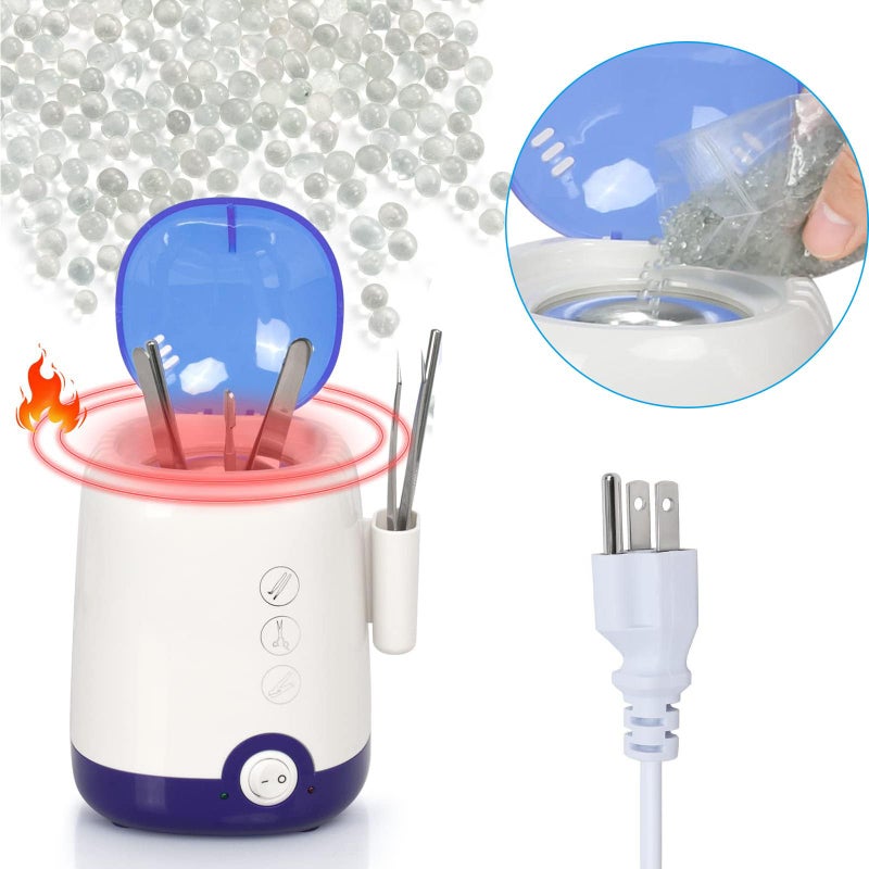 GoLashFun Nail Tool Sterilizer Machine,High Temperature Sterilizer Nail Tool Cleaning Pot for Nail Art Salon,Hair Cutting Scissors Cleaning Equipment (White with Glass Bead) - Image 5