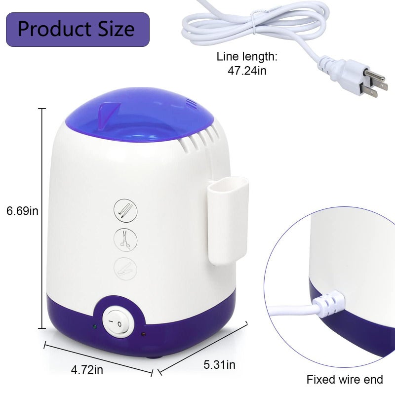 GoLashFun Nail Tool Sterilizer Machine,High Temperature Sterilizer Nail Tool Cleaning Pot for Nail Art Salon,Hair Cutting Scissors Cleaning Equipment (White with Glass Bead) - Image 3