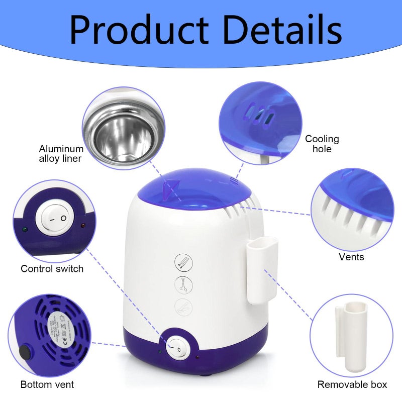 GoLashFun Nail Tool Sterilizer Machine,High Temperature Sterilizer Nail Tool Cleaning Pot for Nail Art Salon,Hair Cutting Scissors Cleaning Equipment (White with Glass Bead) - Image 2