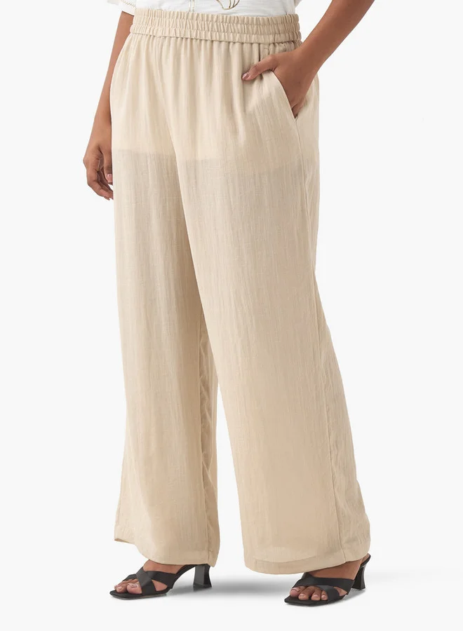 Ulla Popken Plus Size Ulla Popken Pants with Elasticated Waistband and Pockets