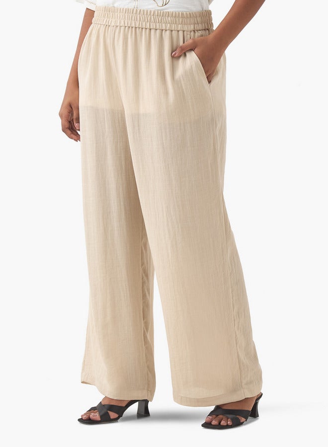 Ulla Popken Plus Size Ulla Popken Pants with Elasticated Waistband and Pockets - Image 1