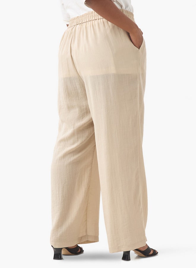 Ulla Popken Plus Size Ulla Popken Pants with Elasticated Waistband and Pockets - Image 3