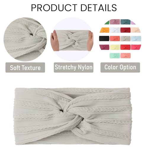 SYGA Newborn Infant Baby Girls Soft Nylon Bowknot Tie Headbands Hairbands Fashion Hair Accessories Knotted Headband Toddlers Kids (Grey) - Image 4