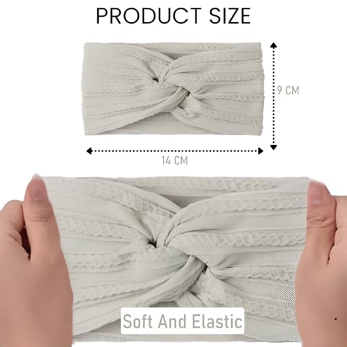 SYGA Newborn Infant Baby Girls Soft Nylon Bowknot Tie Headbands Hairbands Fashion Hair Accessories Knotted Headband Toddlers Kids (Grey) - Image 3