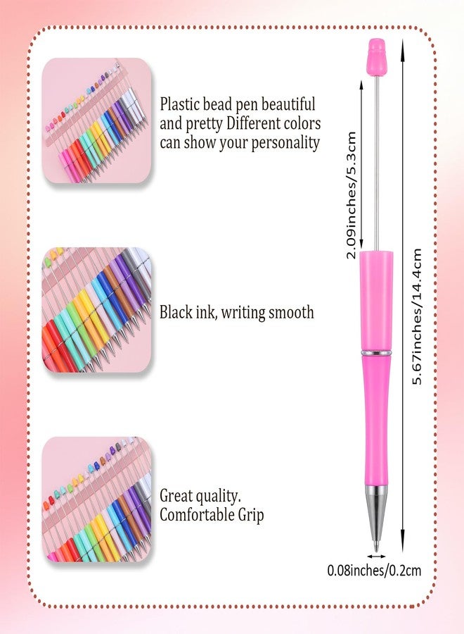COMNICO 60PCS DIY Beadable Pens Plastic Beaded Ballpoint Pen Shaft Cute Cool Black Ink Pens Office School Supplies for Kids Students Teacher DIY Making Graduation Presents (Colorful) - Image 2