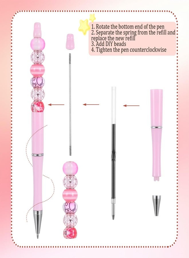 COMNICO 60PCS DIY Beadable Pens Plastic Beaded Ballpoint Pen Shaft Cute Cool Black Ink Pens Office School Supplies for Kids Students Teacher DIY Making Graduation Presents (Colorful) - Image 3