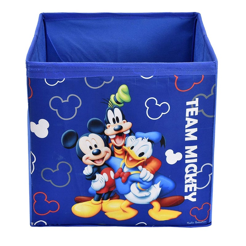 Kuber Industries NonWoven Mickey Friend Print Flodable Storage BoxWardrobe Organizer For Home Decor Blue 54KM4248 - Image 2