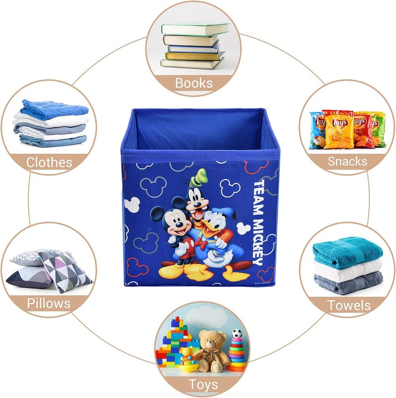 Kuber Industries NonWoven Mickey Friend Print Flodable Storage BoxWardrobe Organizer For Home Decor Blue 54KM4248 - Image 4