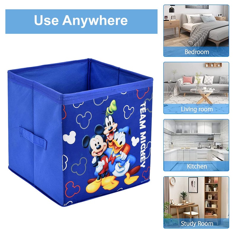 Kuber Industries NonWoven Mickey Friend Print Flodable Storage BoxWardrobe Organizer For Home Decor Blue 54KM4248 - Image 5