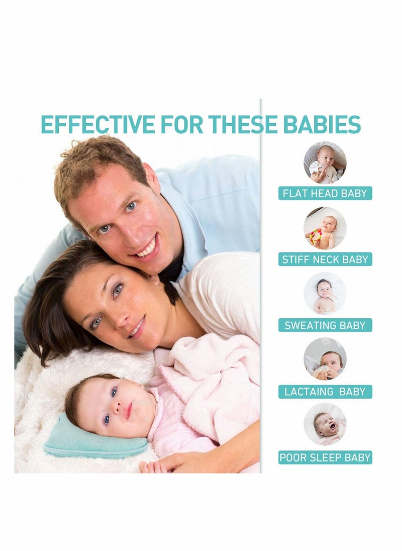 Excefore - Baby Head Shaping Pillow, Baby Pillow 3D Memory Foam Pillow for Infants and Newborn Baby, Neck Support (0-12 Months - Blue) - Image 1