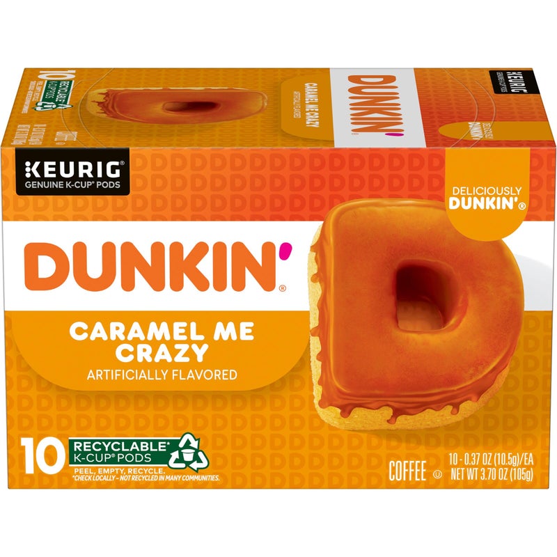 Dunkin' Caramel Me Crazy Flavored Coffee, 60 Keurig K-Cup Pods - Image 1