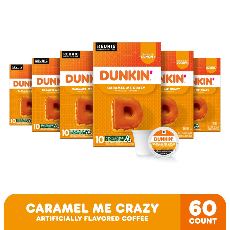 Dunkin' Caramel Me Crazy Flavored Coffee, 60 Keurig K-Cup Pods - Image 2