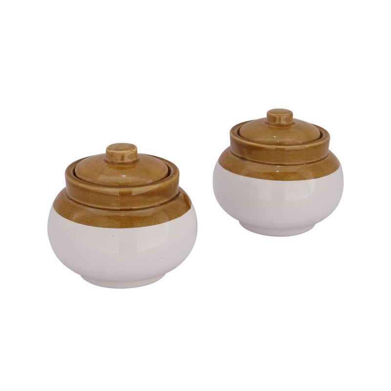 Jetwals Old Fashioned Handmade Ceramic Pickle Jar Set with Lid Dining Table LOTA 300ML LOTA JARS 300ML PACK OF 2 - Image 4