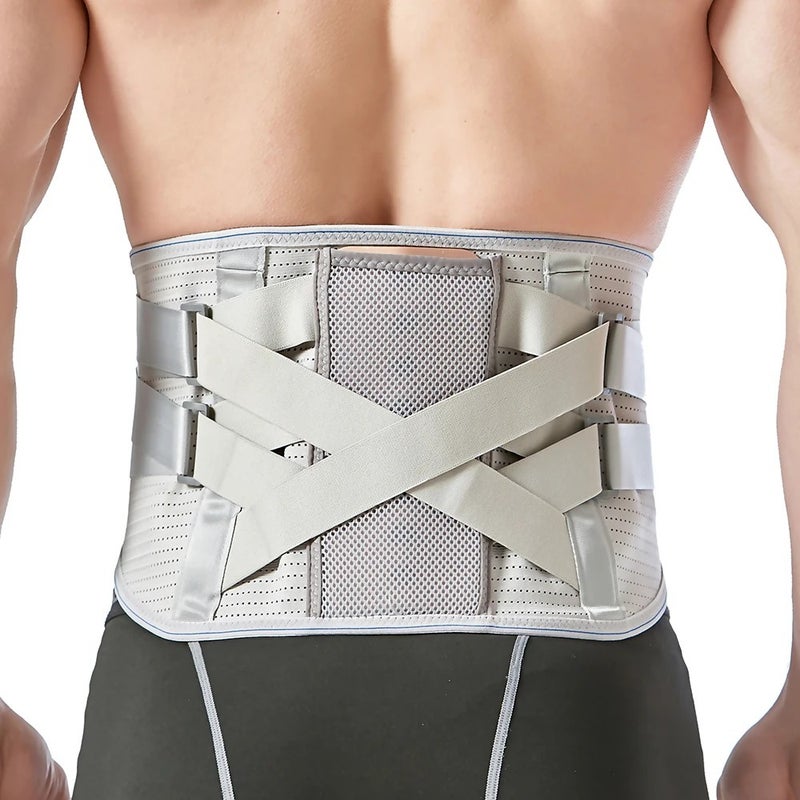 Bluejw Medical Pain Relief Adjustable Breathable Metal Strip Waist Support Lumbar Working Brace Waist Support Belt Waist Trimmers for Men Women - Image 1